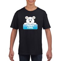 T-shirt zwart voor kinderen met Teddy Cool de ijsbeer - thumbnail