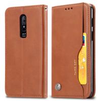 Knead huidtextuur horizontale Flip lederen case voor OnePlus 6 met foto frame & houder & kaartsleuven & portemonnee (bruin)