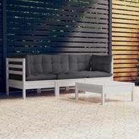 4-delige Loungeset met antracietkleurige kussens grenenhout