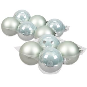 20x stuks glazen kerstballen mintgroen (oyster grey) 8 en 10 cm mat/glans