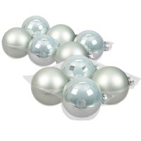 20x stuks glazen kerstballen mintgroen (oyster grey) 8 en 10 cm mat/glans - thumbnail