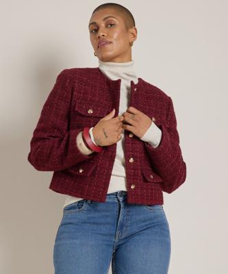 tweed blazer kort met knopen tweed blazer kort met knopen