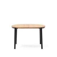 Kave Home Uitschuifbare Ovale Eettafel 'Montuiri' 120-200 x 90cm, kleur Naturel/Zwart