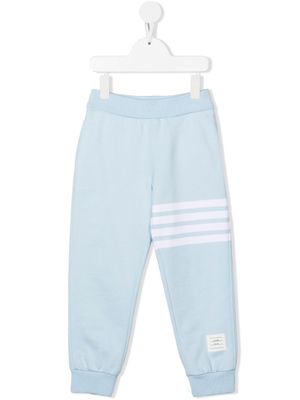 Thom Browne Kids pantalon de jogging à détails rayés - Bleu