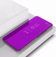 Plating spiegel links en rechts Flip cover met beugel holster voor iPhone 11 Pro Max (paars)