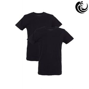 Vinnie-G Heren T-shirt Ronde hals Zwart 2-pack-XXL