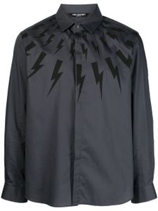 Neil Barrett chemise en coton à imprimé Thunderbolt - Gris