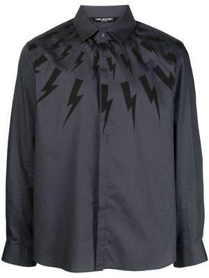 Neil Barrett chemise en coton à imprimé Thunderbolt - Gris