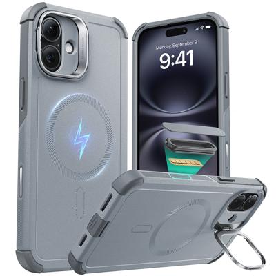 iPhone 16 Cyber Tough Magnetic Case (Camera Control, Stash Stand) - Light Grey