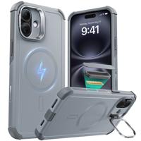 iPhone 16 Cyber Tough Magnetic Case (Camera Control, Stash Stand) - Light Grey