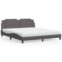 Bed met matras kunstleer grijs 180x200 cm
