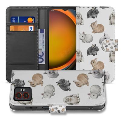 Konijntjes Design Bookcase Hoesje Voor Samsung Galaxy Xcover 7 Pro In Wit Pu Leer