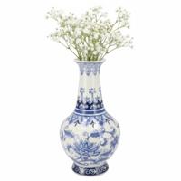Chinese vaas Asian - blauw - porselein - D20 x 37 cm - bloemenvaas