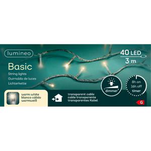 Kerstverlichting - 40 led lampjes -warm wit -300 cm - transparant snoer -timer en dimmer