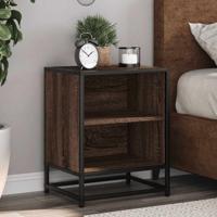 Nachtkastjes 2 st 40x31x50cm bewerkt hout en metaal bruin eiken