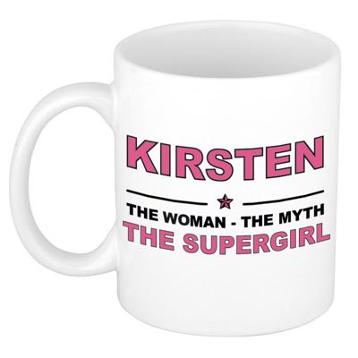 Kirsten cadeau mok - Woman Myth Supergirl - naam koffiemok - 300 ml - collega - moederdag
