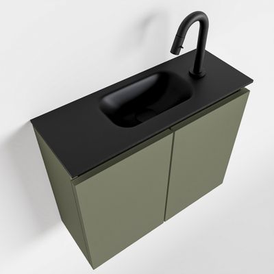 Toiletmeubel Mondiaz Ture | 60 cm | Meubelkleur Army | Eden wastafel Urban Midden | 1 kraangat