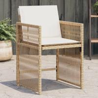 Tuinstoelen 4 st met kussens poly rattan beige