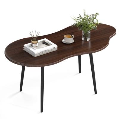 Wolkvormige Salontafel Onregelmatige Salontafel met Metalen Frame Decoratieve Tafel van Hout Moderne Salontafel Bijzettafel-Okkernoot