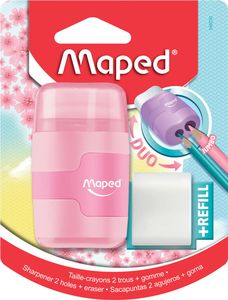 Maped potloodslijper + gom Connect Soft Touch, pastelkleur, op blister