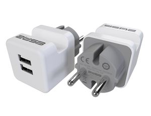 USB lader en telefoonhouder 2 aansluitingen 2400mA wit Duo pak