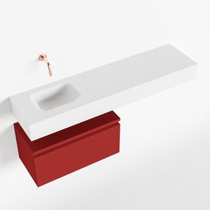 Toiletmeubel Mondiaz Andor | 120 cm | Meubelkleur Fire | Lex vrijhangend wastafel Talc Links | Zonder kraangat
