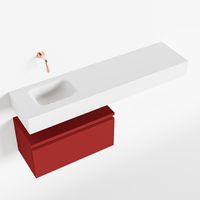 Toiletmeubel Mondiaz Andor | 120 cm | Meubelkleur Fire | Lex vrijhangend wastafel Talc Links | Zonder kraangat