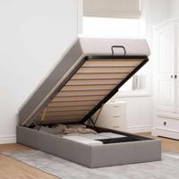 Ottoman bed met matras 80x200cm stof taupe