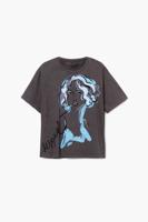 T-shirt met gezichtsillustratie - BLACK - XL