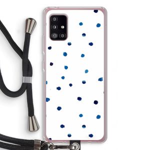 Blauwe stippen: Samsung Galaxy A51 5G Transparant Hoesje met koord