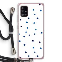 Blauwe stippen: Samsung Galaxy A51 5G Transparant Hoesje met koord Blauwe stippen: Samsung Galaxy A51 5G Transparant Hoesje met koord