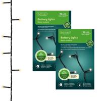 Kerstverlichting - 2x - twinkle - op batterij - warm wit - buiten - 96 lampjes - boomverlichting Kerstverlichting - 2x - twinkle - op batterij - warm wit - buiten - 96 lampjes - boomverlichting