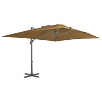 VidaXL Zweefparasol met aluminium paal 400x300 cm taupe - thumbnail