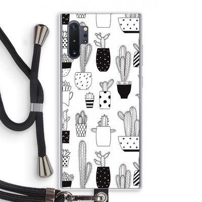 Cactusmotief: Samsung Galaxy Note 10 Plus Transparant Hoesje met koord