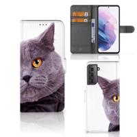 Samsung Galaxy S21 Plus | Telefoonhoesje | Met pasjeshouder | Kat