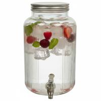Home Deco Factory Drankdispenser - 5 liter - glas - limonadetap - waterdispenser - groen transparant