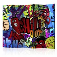 Vouwscherm - Chill out, Graffiti  225x172cm  , gemonteerd geleverd, dubbelzijdig geprint (kamerscherm) - thumbnail