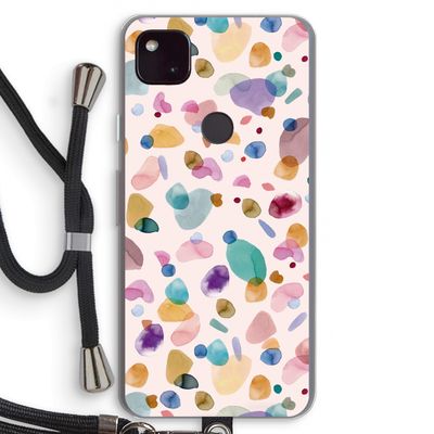 Terrazzo Memphis Pink: Pixel 4a 5G Transparant Hoesje met koord