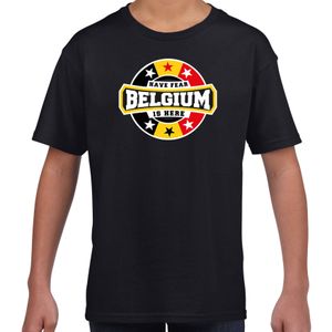 Have fear Belgium is here / Belgie supporter t-shirt zwart voor kids