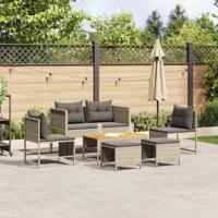 Tuinbankenset 6 pcs Licht Grijs en Donker Grijs poly rattan