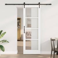 Schuifdeur met Bevestigingsset Wit 73,5x211 cm Massief Vurenhout