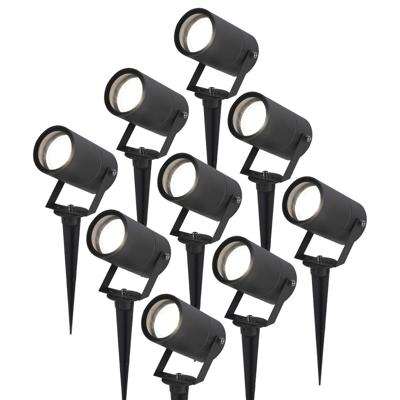 Set van 9 Spikey LED prikspots - GU10 5 Watt 400 lumen - Dimbaar - Kantelbaar - 6000K daglicht wit - IP65 waterdicht - Zwart - Tuinspots - Pinspots