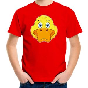 Cartoon eend t-shirt rood voor jongens en meisjes - Cartoon dieren t-shirts kinderen