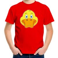 Cartoon eend t-shirt rood voor jongens en meisjes - Cartoon dieren t-shirts kinderen