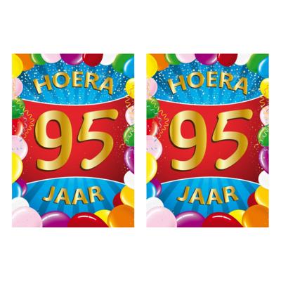 Verjaardag deurposter - 2x - 95 jaar - multi - 59 x 84 cm - leeftijd feestartikelen Verjaardag deurposter - 2x - 95 jaar - multi - 59 x 84 cm - leeftijd feestartikelen