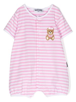 Moschino Kids barboteuse Teddy Bear à rayures - Rose