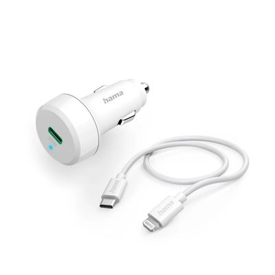 HamaAuto-oplaadset, Lightning, Power Delivery (PD), 20W Oplader Wit