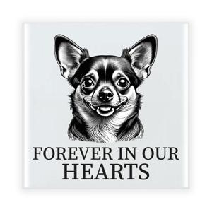 Herdenkings cadeau tegel - hondenliefhebber - Chihuahua hond - zwart/wit - keramiek - 15 cm