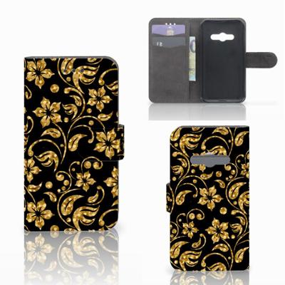 Samsung Galaxy Xcover 3 | Xcover 3 VE Hoesje Gouden Bloemen Samsung Galaxy Xcover 3 | Xcover 3 VE Hoesje Gouden Bloemen