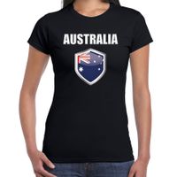 Australie landen supporter t-shirt met Australische vlag schild zwart dames - thumbnail